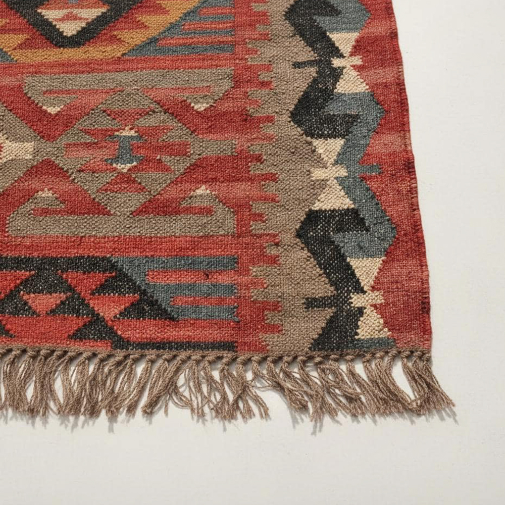 Multicolor Jute Handcrafted Vintage Dhurrie For Living